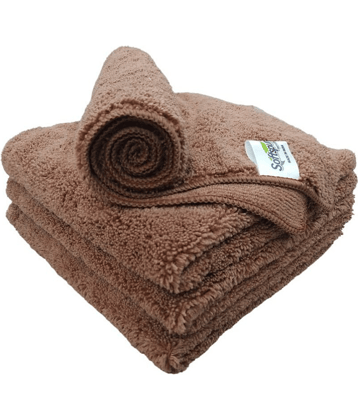 SOFTSPUN Microfiber High Loop Cleaning Cloths, 40x40 cms 4 pcs Towel Set 380 GSM (Brown). Thick Lint & Streak-Free Multipurpose Cloths.