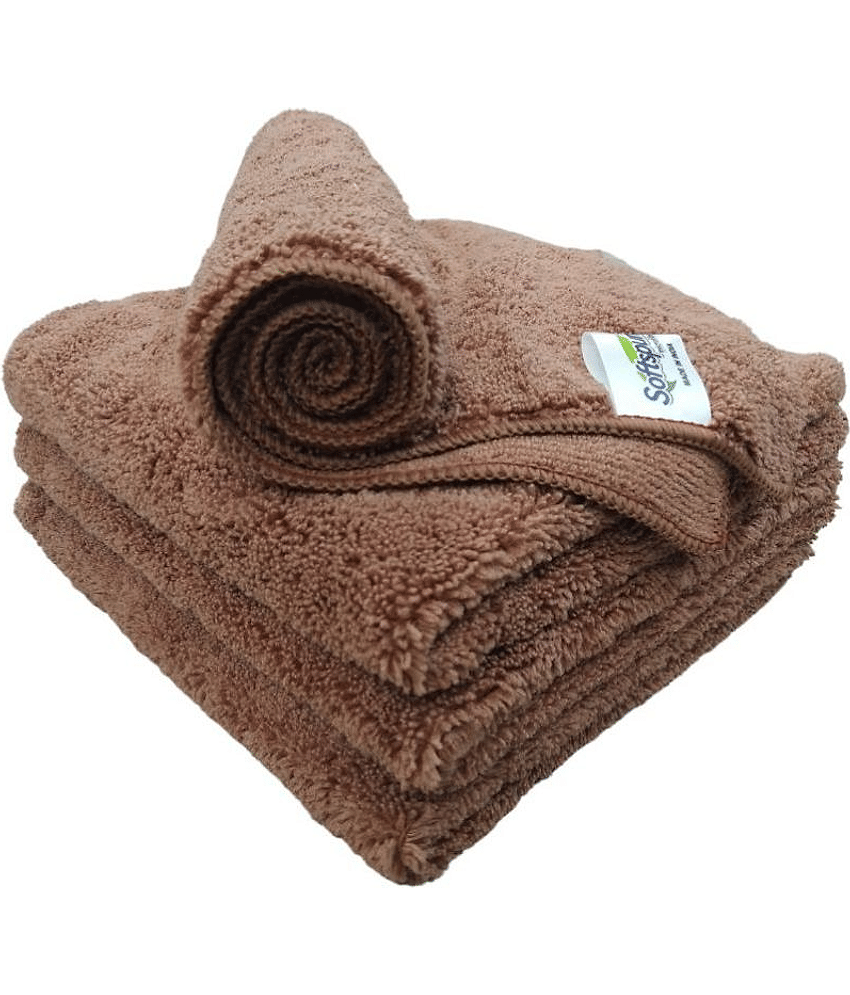 SOFTSPUN Microfiber High Loop Cleaning Cloths, 40x40 cms 4 pcs Towel Set 380 GSM (Brown). Thick Lint & Streak-Free Multipurpose Cloths.
