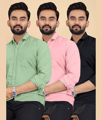 ALY JOHN Cotton Regular Fit Full Sleeves Men's Formal Shirt - Multicolor 7 ( Pack of 3 )