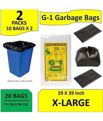 G-1 Large 20 pcs Black Disposable Garbage Trash Waste Dustbin Bags for 73cm x 99cm- (29X39)
