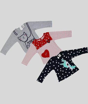 Me N My CLOSET Pack of 3 Baby Girls Cotton T-Shirt ( Multi )