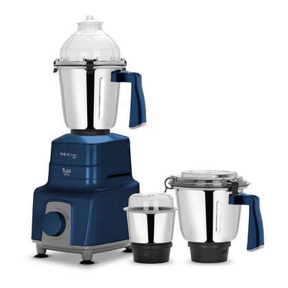 McCoy Tuff 888 750W Mixer Grinder | Clip Lid Lock | Hands-Free Operation | Powerful Motor | 3 Stainless Steel Jars | Sleek Anti-Skid Design, Blue & Grey | 2 Year Warranty McCoy Tuff 888 750W Mixer Grinder | Clip Lid Lock | Hands-Free Operation | Powerful
