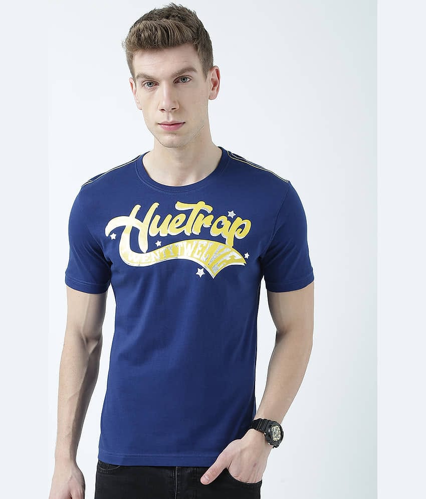 Huetrap Pack of 1 Cotton Regular Fit Men's T-Shirt ( Navy Blue )