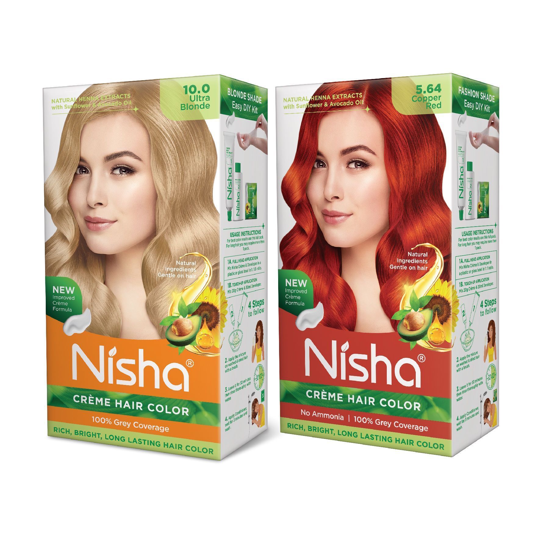 Nisha Creme Hair Color Combo, Pack of 2 Ultra Blonde & Copper Red
