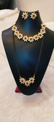 Parijat necklace set with Earrings and 30" mangalsutra