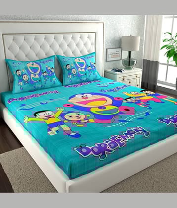 ABHACLOTHO Cotton 1 Double Bedsheet with 2 Pillow Covers ( Purple )