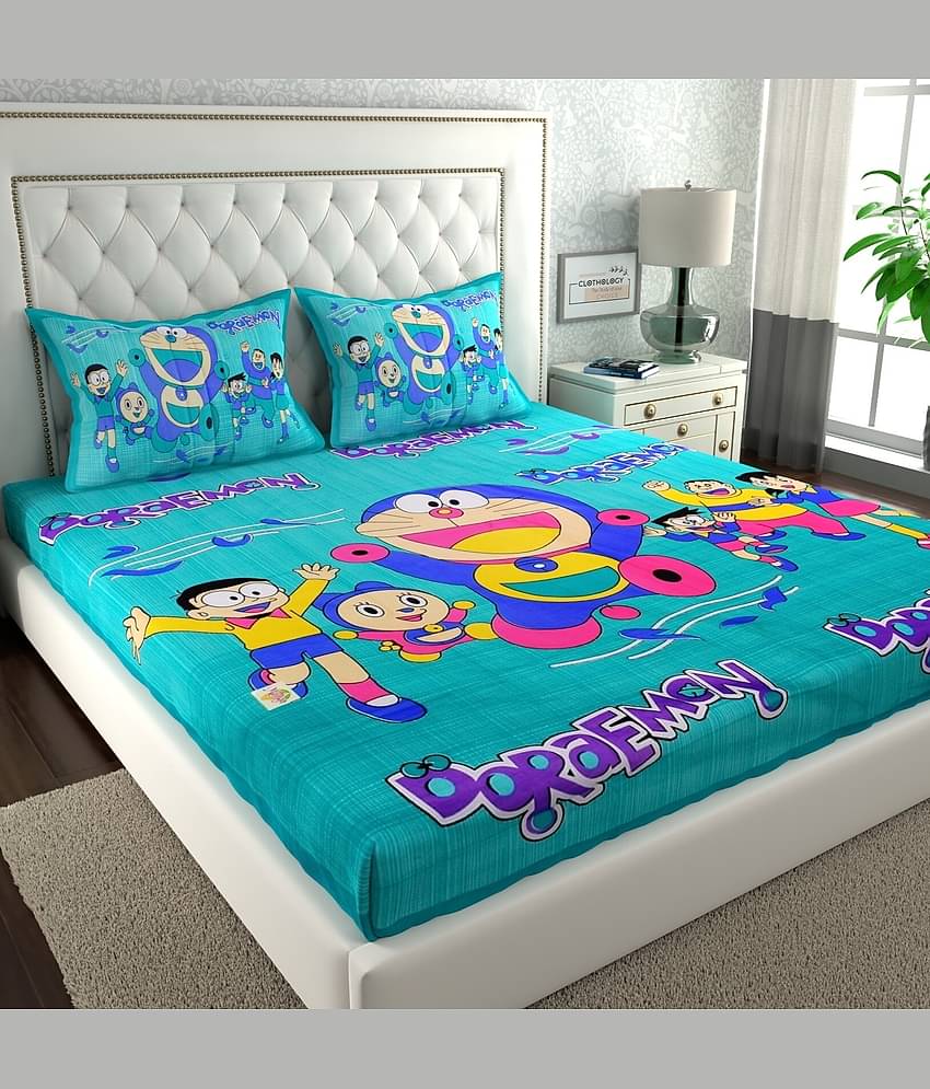 ABHACLOTHO Cotton 1 Double Bedsheet with 2 Pillow Covers ( Purple )