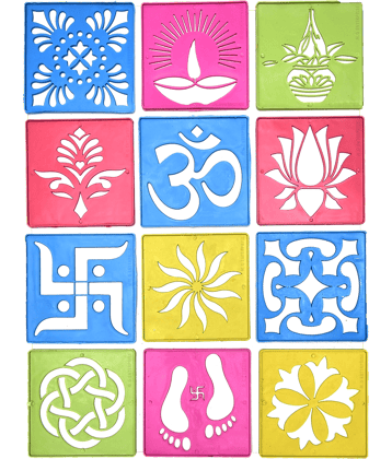 M.G ENTERPRISE DIY Plastic Rangoli Stencils For Floor and Wall PLS-H-12 Set of 12 pc (4 in x 4 in)