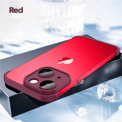 Premium Frameless Bumper with Glass Lens Protector Case By iSerieshub For iPhone-iPhone 13 Pro / Red
