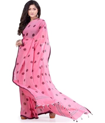 Desh Bidesh Cotton Self Design Saree Without Blouse Piece ( Pink )
