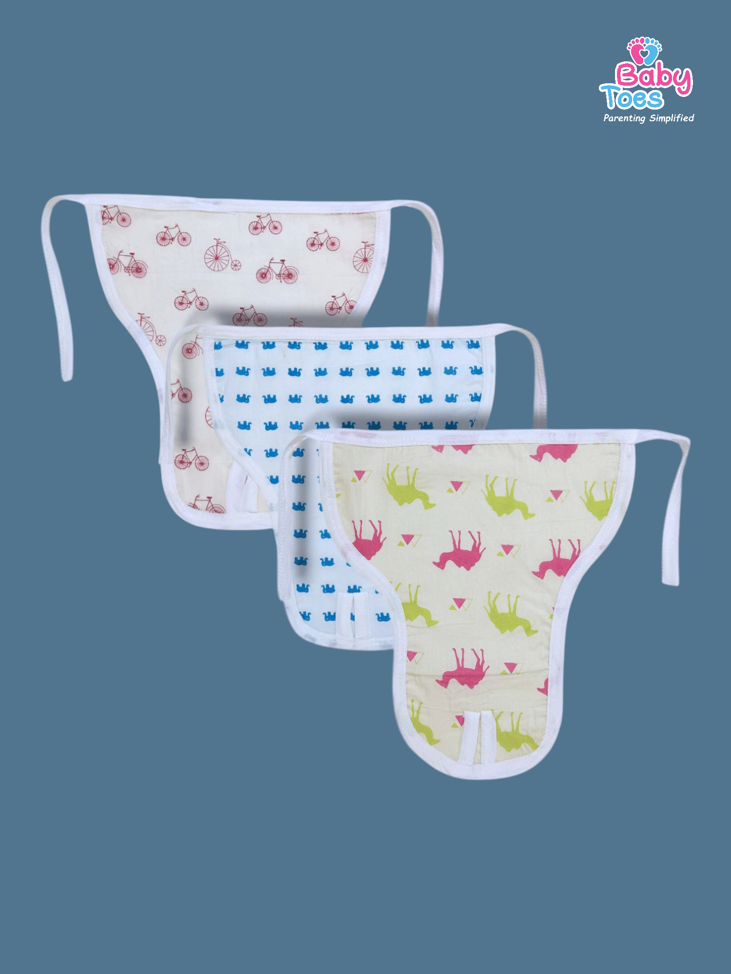 Cotton Nappies /Single Layer / 0 to 3 months-Pack of 3