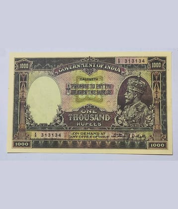 Extreme Rare 1000 Rupee British India King George V Note Signed By J W Kelly
