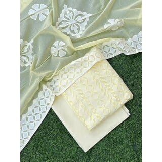Applique Cotton Dress Material Suit Set