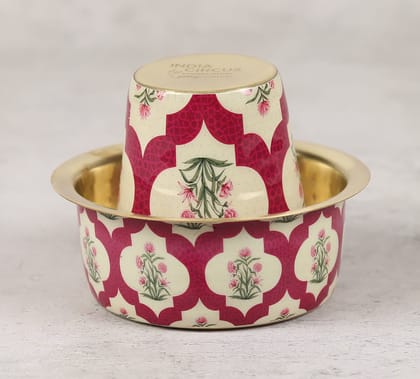 India Circus Poppy Flower Scarlet Brass Coffee Tumbler Set