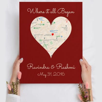 Personalised | Map Heart | Wedding Gift Special-14x11 Inch