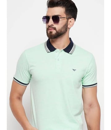 Riss Pack of 1 Polyester Regular Fit Self Design Half Sleeves Men's Polo T Shirt ( Olive )