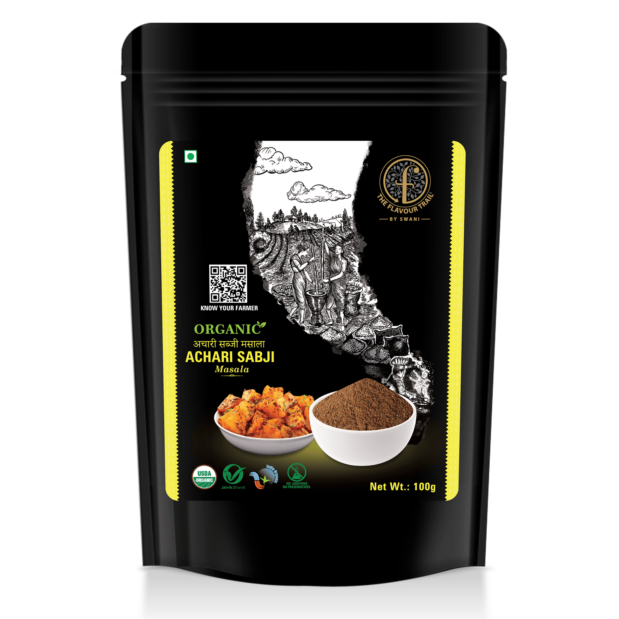 The Flavour Trail - Organic Achari Sabji Masala/Vegetable Mix/Paneer Masala | Organically Farmed | Hygienically Processed | Pesticide-Free