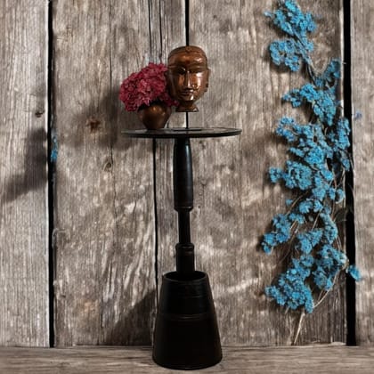 Tall circular table with Inlay Engraved Table Top    : Aaima 25