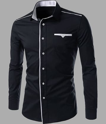 Qlonz store Cotton Blend Regular Fit Solids Full Sleeves Men's Casual Shirt - Navy ( Pack of 1 )