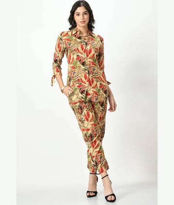 MAURYA Women Printed Shirt With Palazzos Co-Ord Set ( Cream )