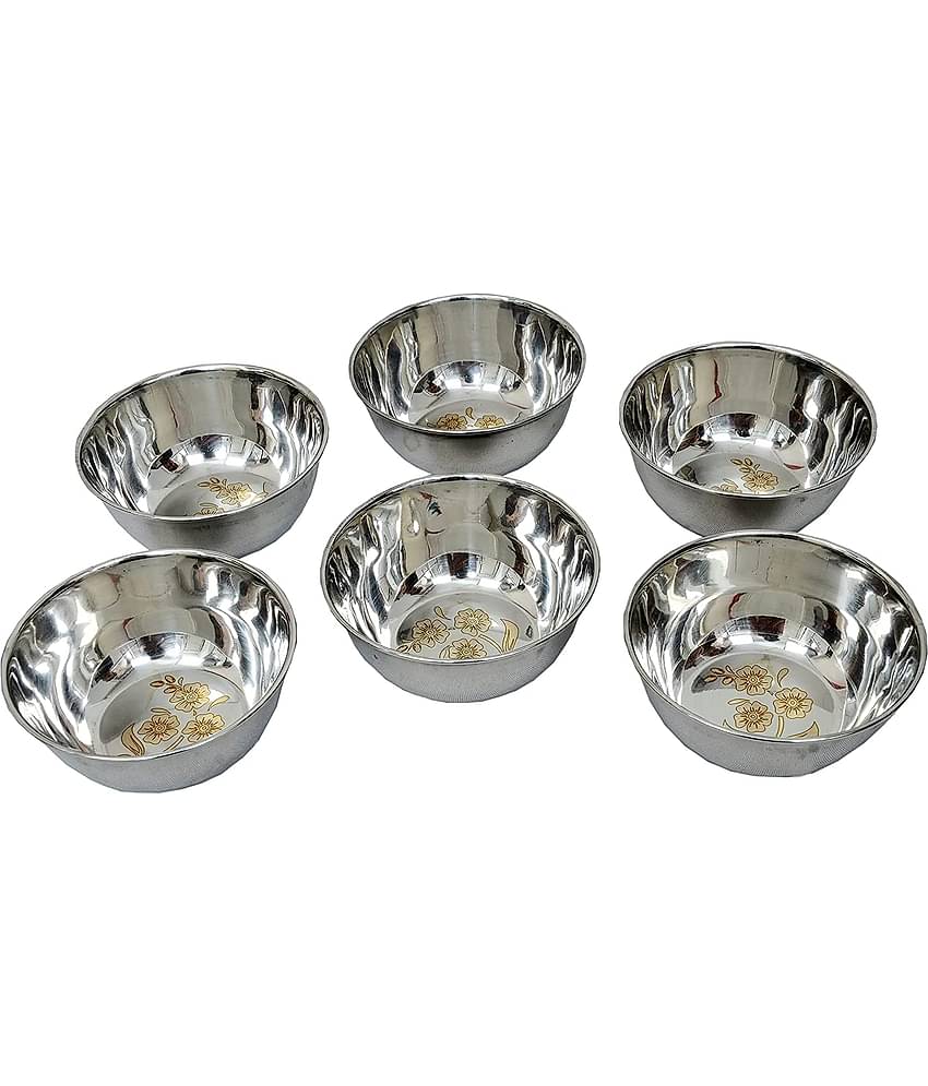 SAGER Curry Bowl/Katori Stainless Steel Dinner Set of 6 Pieces