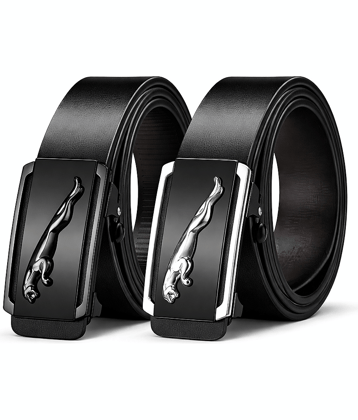 BAYEMA - Black Synthetic Men's Formal Belt ( Pack of 2 )