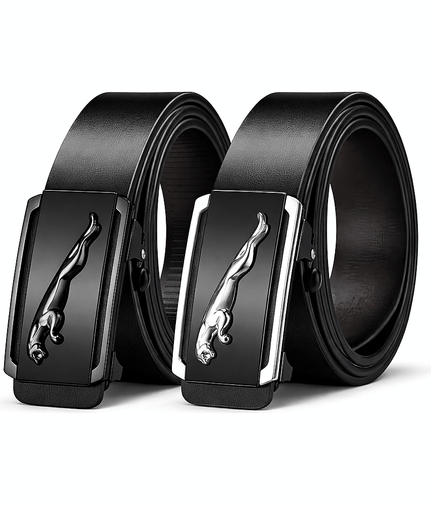 BAYEMA - Black Synthetic Men's Formal Belt ( Pack of 2 )