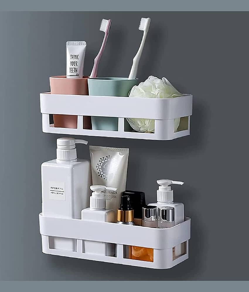 Bathroom Organiser, Self Adhesive Bathroom Shelf for Wall, Washroom Organizer, Bathroom Rack Stand Without Drilling ( PACK OF 2)