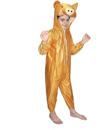 Kaku Fancy Dresses Pig Farm Animal Costume -Brown, 5-6 Years, For Boys & Girls