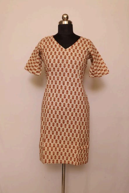 Cotton Collar Kurti With Sleeves