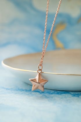 Cool Star Rose Gold Plated Sterling Silver Chain Necklace-Rose / 16 inches adjustable upto 18 inches