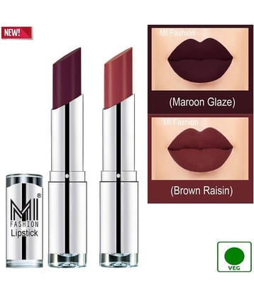 MI FASHION 100% Veg Soft Matte Long Stay Lipstick Combo Maroon,Brown Multi Pack of 2 7 g