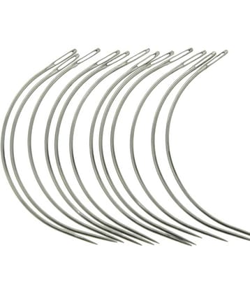 Pony Ratna Stainless S teel Curved Mattress Upholstery Hair Weaving Needles, 25 Pieces