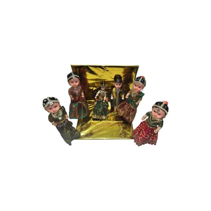 Handmade Indian Traditional Dolls Set of 6 Traditional Indian Dolls in Ethnic Wear,