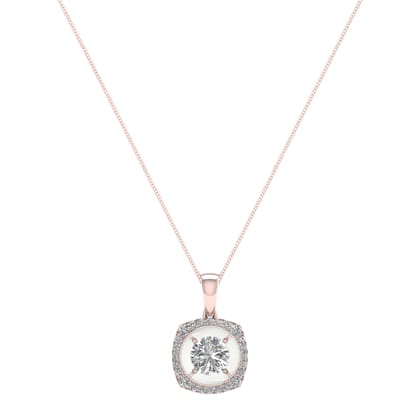 Senco Gold Cute Squarish Diamond Pendant (2.9 gram / 0.16 Ct / HI-SI / 18K Rose Gold)