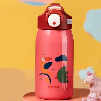 Jungle Roar Theme Insulated Steel Water Bottle - 400ml-Red