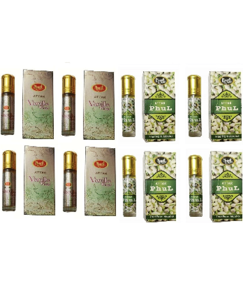 MONET 4 VANILA ROSE ATTAR 4 ATTAR PHUL, 8 ML EACH ,PACK OF 8 .