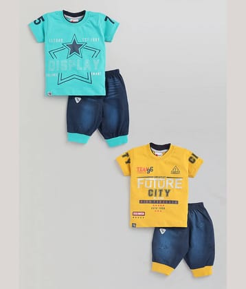 Mars Infiniti Pack of 2 Unisex for Baby Cotton T-Shirt & Trouser ( Mustard )