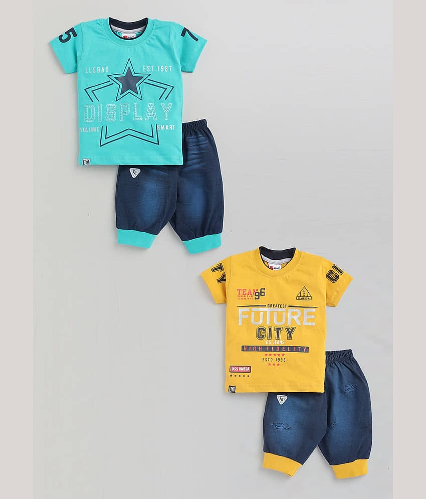 Mars Infiniti Pack of 2 Unisex for Baby Cotton T-Shirt & Trouser ( Mustard )
