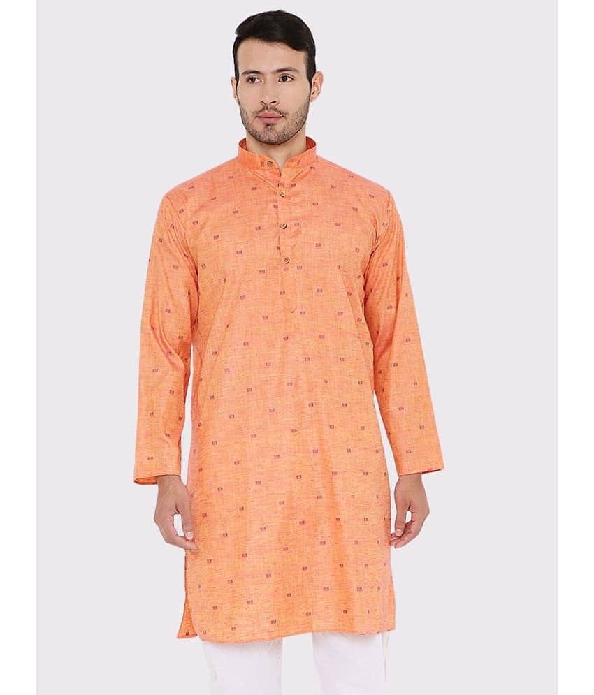 Maharaja - Peach Linen Men's Regular Kurta ( Pack of 1 )