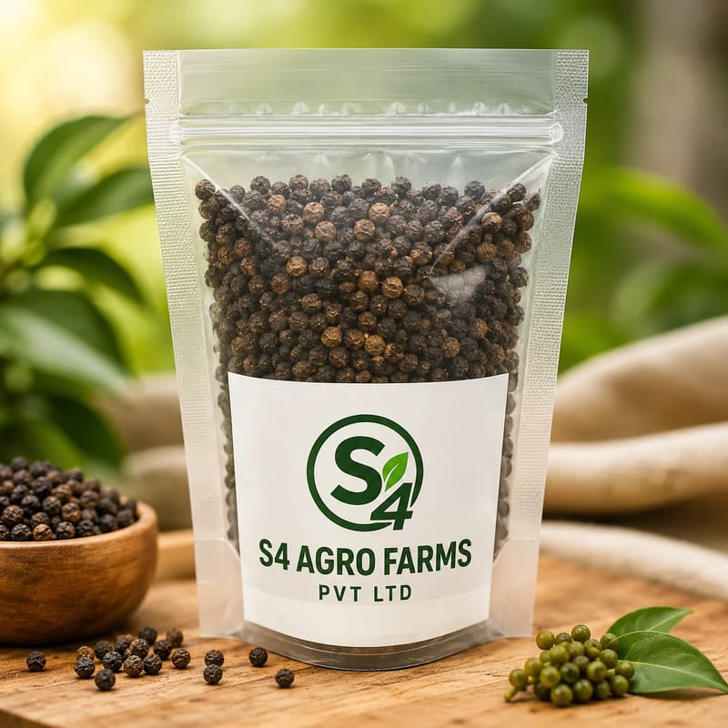 S4 Agro Premium Whole Black Pepper Kali Mirch (100g) | Pure & Aromatic Spice | Everyday Cooking
