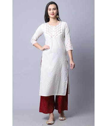Rajnandini - White 100% Cotton Women's Straight Kurti ( Pack of 1 )