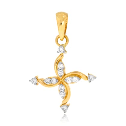 Senco Gold Windy Flower Diamond Pendant (2 gram / 0.17 Ct / JK-SI / 18K Yellow Gold)