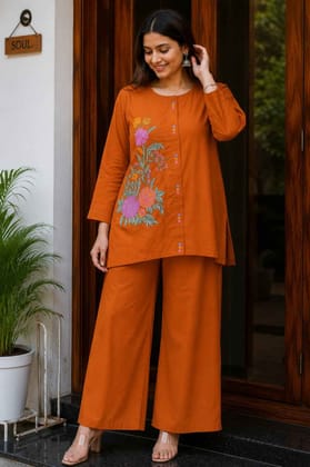 Premium Cotton Embroidered Co-Ord Set Premium Cotton Embroidered Co-Ord Set
