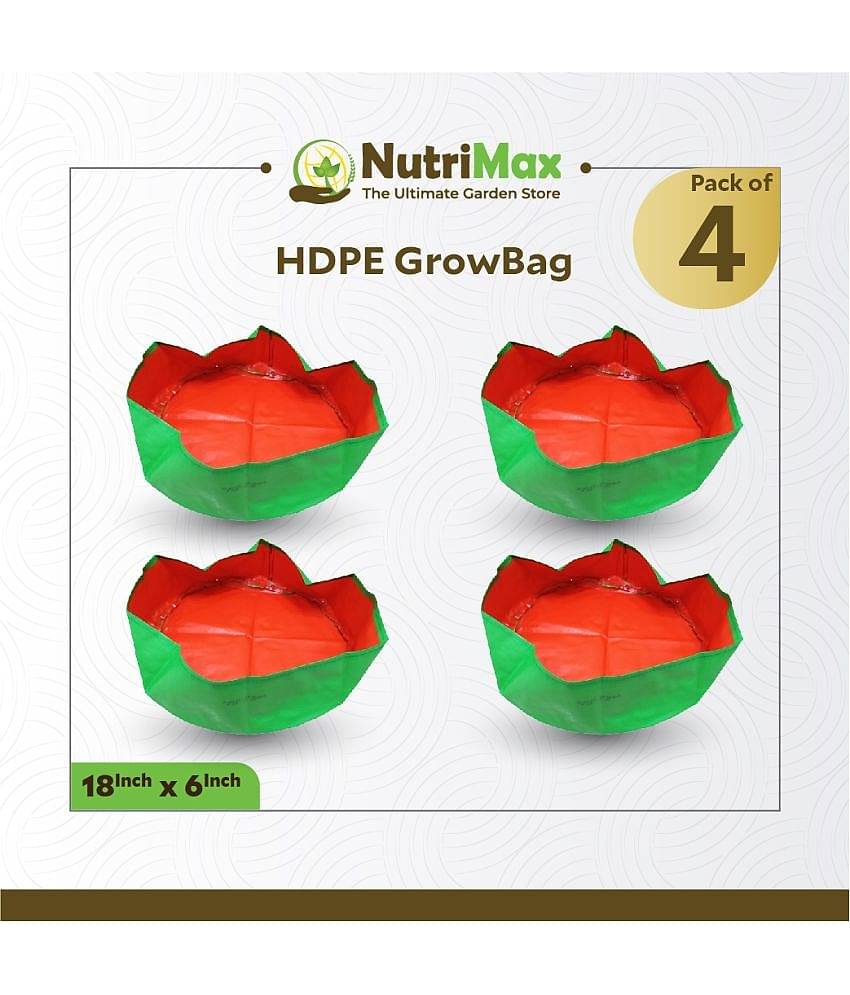 Nutrimax HDPE 200 GSM Grow Bags 18 inch x 6 inch Pack of 4 Outdoor Plant Bag