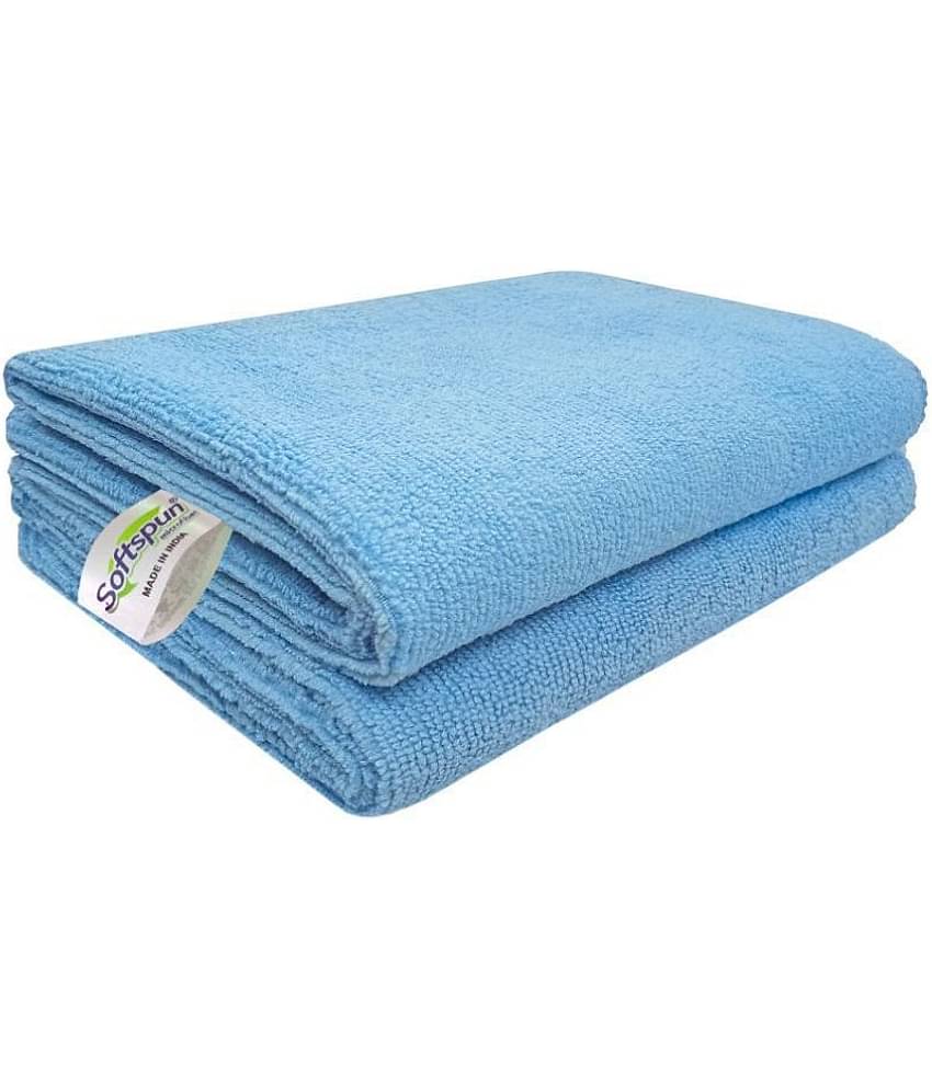 SOFTSPUN Microfiber Cleaning Cloths, 2pcs 40x40cms 340GSM Sky Blue! Highly Absorbent, Lint and Streak Free, Multi -Purpose Wash Cloth for Kitchen, Car, Window, Stainless Steel, silverware.