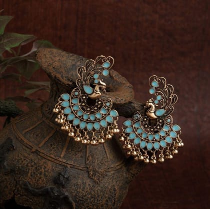 Gold Plated Peacock Designed Enamel Artwork With Beads Fashi