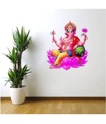 Decor Villa Lotus Ganpati Religious & Inspirational Sticker ( 50 x 58 cms )