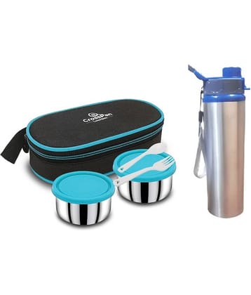 CrossPan Freshmeal LunchBox with Bottle Stainless Steel Lunch Box 2 - Container ( Pack of 1 )