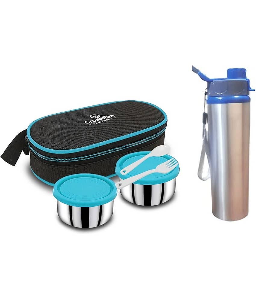 CrossPan Freshmeal LunchBox with Bottle Stainless Steel Lunch Box 2 - Container ( Pack of 1 )
